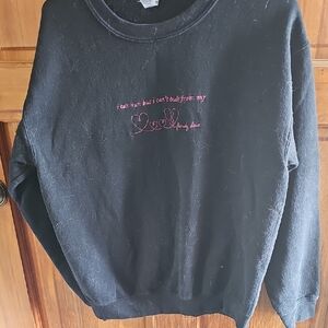 Black Sweatshirt with Pink Embroidery